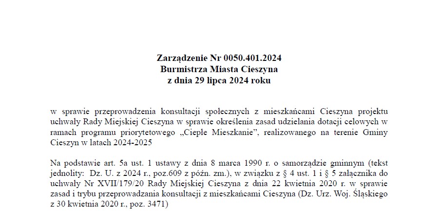 Informacje o konsultacjach społecznych z mieszkańcami